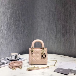 디올 레이디백 미니 M0505 연핑크 금장