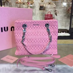 미우미우 마테라세 크리스탈 토트백 5BA038 핑크