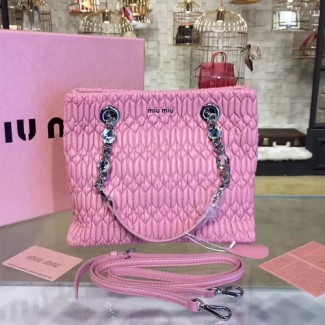 미우미우 마테라세 크리스탈 토트백 5BA038 핑크