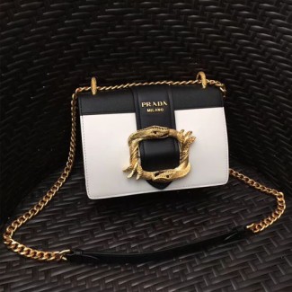 프라다 신상 브론즈장식 숄더백 1BD066 화이트