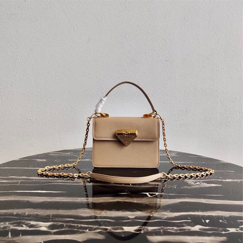 프라다 사피아노 레더 탑 핸들백 1BN021 베이지