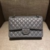 샤넬 클래식 점보백 A1112 미듐 램스킨 그레이 은장