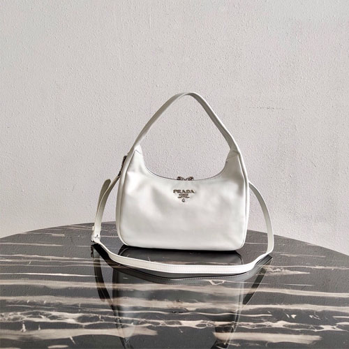 프라다 소프트 레더 스몰 호보백 1BC132 화이트