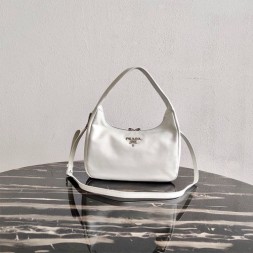 프라다 소프트 레더 스몰 호보백 1BC132 화이트