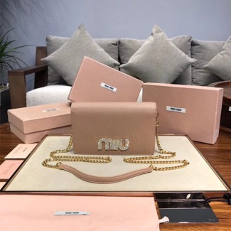 미우미우 가죽 숄더백 5BP004 베이지