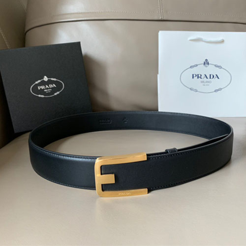 프라다 남성용 신상 벨트 PD-6112  블랙  금장