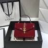 구찌 1969 실비 레더 미니 탑 핸들백 589479 에나멜 레드