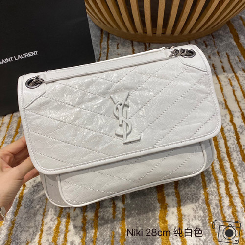 입생로랑 니키 미듐 숄더백 498894 화이트