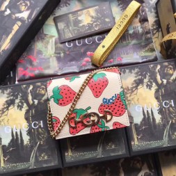 구찌 주미 가죽 카드 케이스 570660 딸기무늬