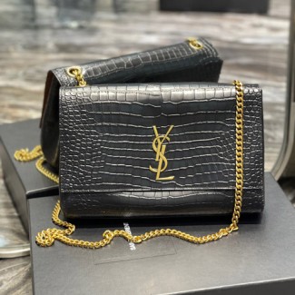 생로랑 케이트 미디움 리버서블 숄더백 553804 양면용 악어무늬 블랙