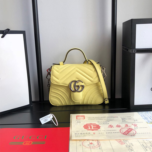 구찌 GG 마몽 미니 탑 핸들 백 547260 옐로우