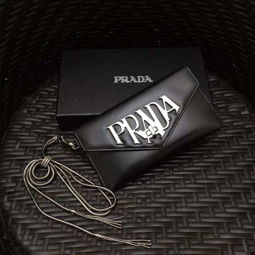 프라다 신상 레더 클러치백 1MF175 블랙