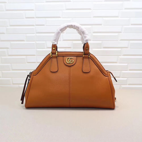 구찌 르벨 미디엄 탑 핸들 토트백 516459 브라운