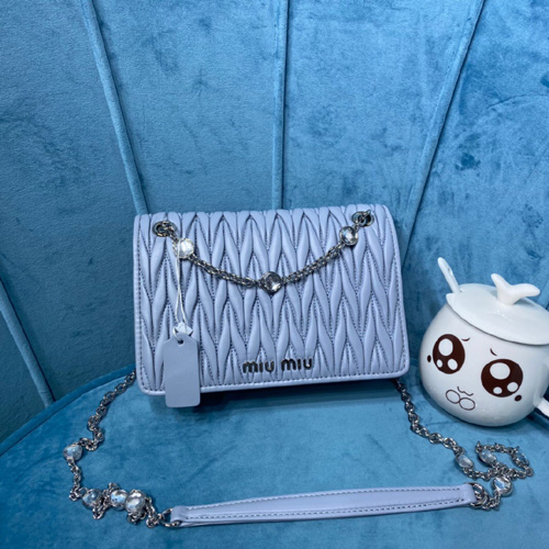 미우미우 마테라쎄 나파 가죽 미니 백 5BP065 블루