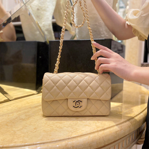  샤넬 CF20  점보백 A1116 캐비어 베이지 금장