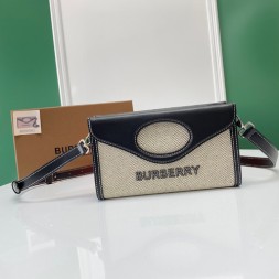 버버리 캔버스 레더 폴드오버 포켓백 80395061