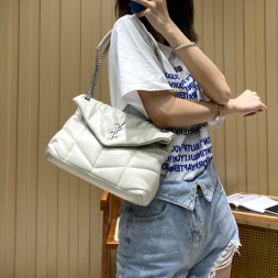 생로랑 루루 푸퍼 스몰 숄더백 577476 화이트 은장
