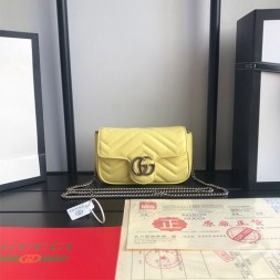 구찌 GG마몽 마틀라세 가죽 수퍼 미니 백 476433 옐로우