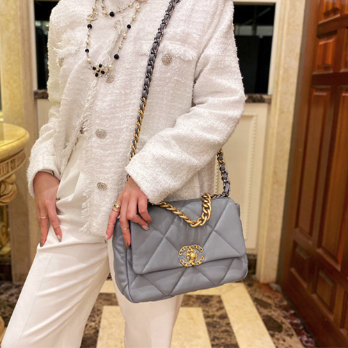  샤넬 CHANEL 19 스몰 플랩 백 AS1160 그레이