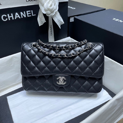 샤넬 CF23 점보백 A1111 리지드 캐비어 블랙 은장 ++