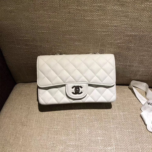 샤넬 CF20 캐비어 점보백 A1116 화이트 은장