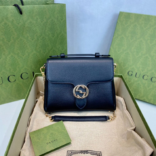 구찌 인터로킹 GG 숄더 체인백 510302 블랙