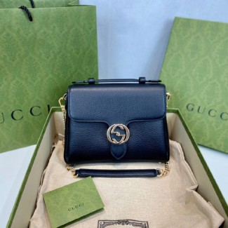 구찌 인터로킹 GG 숄더 체인백 510302 블랙