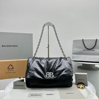 발렌시아가 모나코 체인백 미듐 S92801 블랙 은장