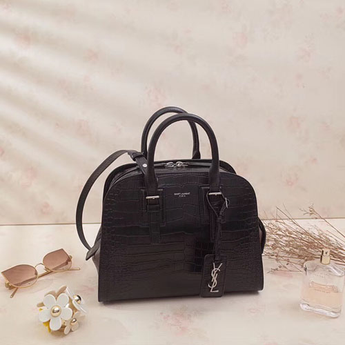 입생로랑 페이던트 블랙 돔 토트백 498920 악어무늬 블랙