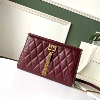 지방시 GEM 퀼팅 클러치 숄더백 BB505 버건디