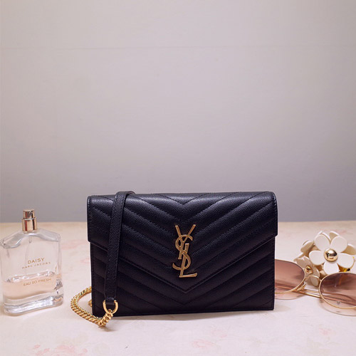 입생로랑 모노그램 엔벨로프 체인 숄더백 393953 블랙 금장