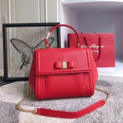 페레가모 바라 보우 미듐 탑핸들백 21G697 레드