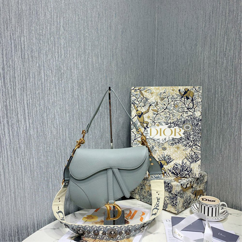 디올 그레인 송아지 가죽 새들백 M0446 그레이