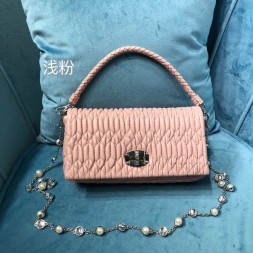 미우미우 크리스털 가죽 백 5BD417 핑크