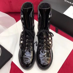 샤넬 쇼트 부츠 G34131 에나멜 블랙