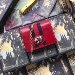 구찌 라자 타이거 체인 카드 반지갑 573790 레드