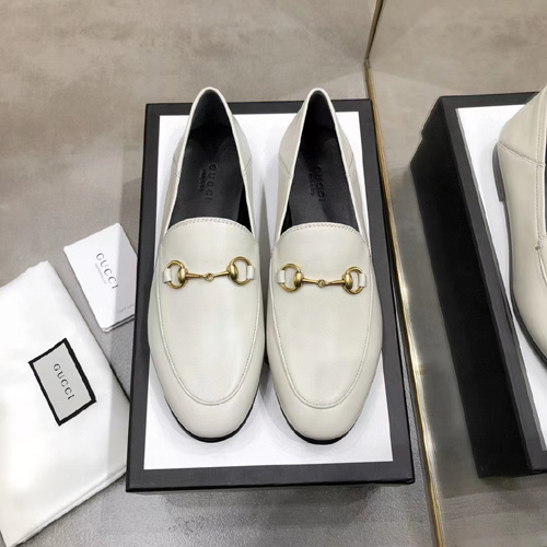 구찌 여성용 가죽 홀스빗 로퍼 670449 화이트