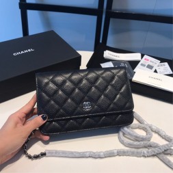 샤넬 WOC 체인 플랩백 뉴버전 A33814  캐비어 블랙 은장