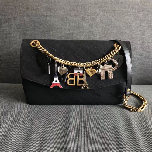 발렌시아가 자카드 로고 백 5169219 블랙