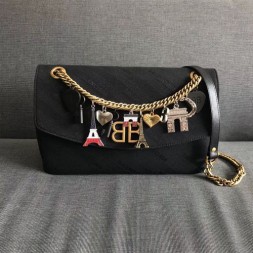 발렌시아가 자카드 로고 백 5169219 블랙