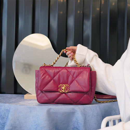  샤넬 CHANEL 19 스몰 플랩 백 AS1160 버건디