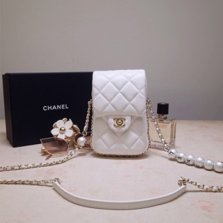 샤넬 펄 체인백 폰 홀더 AS1624 화이트