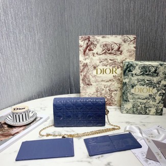 디올 에나멜 가죽 레이디 클러치백 S0204 블루