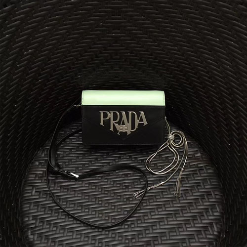 프라다 신상 가죽 숄더백 1BD101 블랙&그린