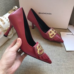 발렌시아가 프린지 나이프 펌프스 595966 버건디