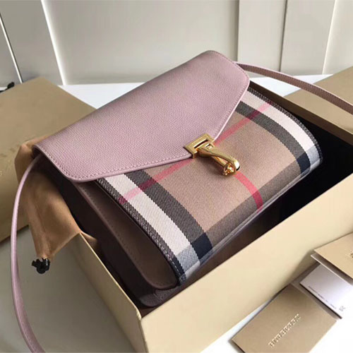 버버리 스몰 가죽 하우스 체크 크로스바디 백 39808251 핑크