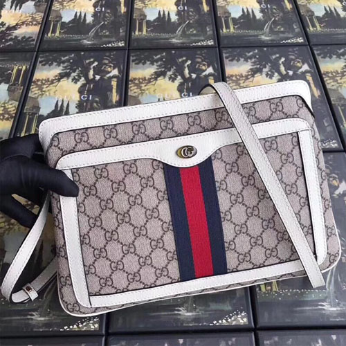 구찌 오피디아 GG 수프림 미디엄 숄더백 523354 화이트