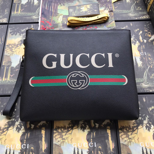 구찌 프린트 가죽 클러치백 572770 블랙