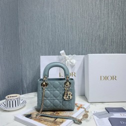 디올  레이디백 미니 M0505 그레이 금장