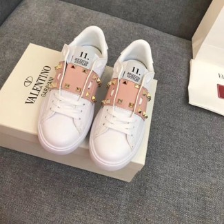 발렌티노 락스터드 남여공용 신상 스니커즈 NW50048 화이트&핑크